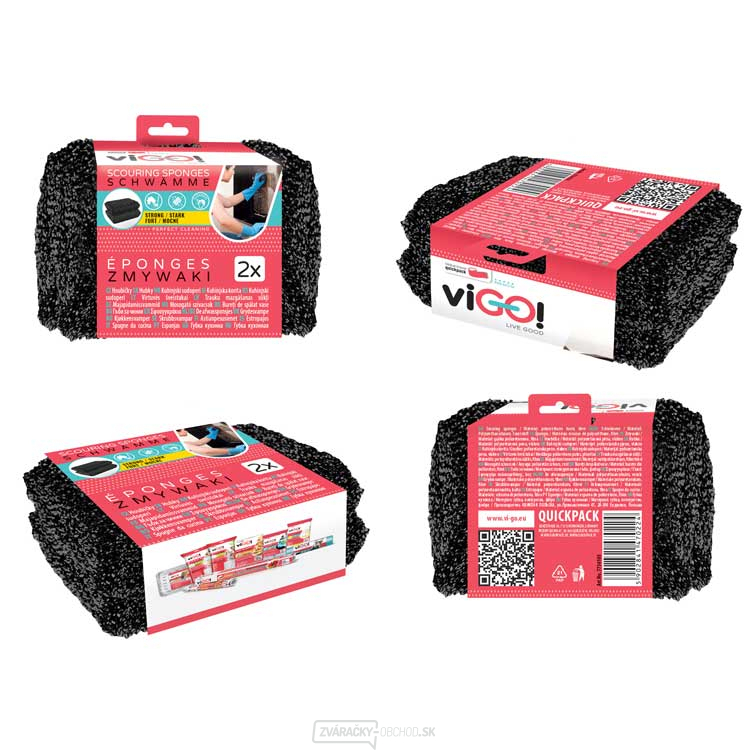 viGO! Hubky na riad čierne 11x7,5x3cm - 2 ks