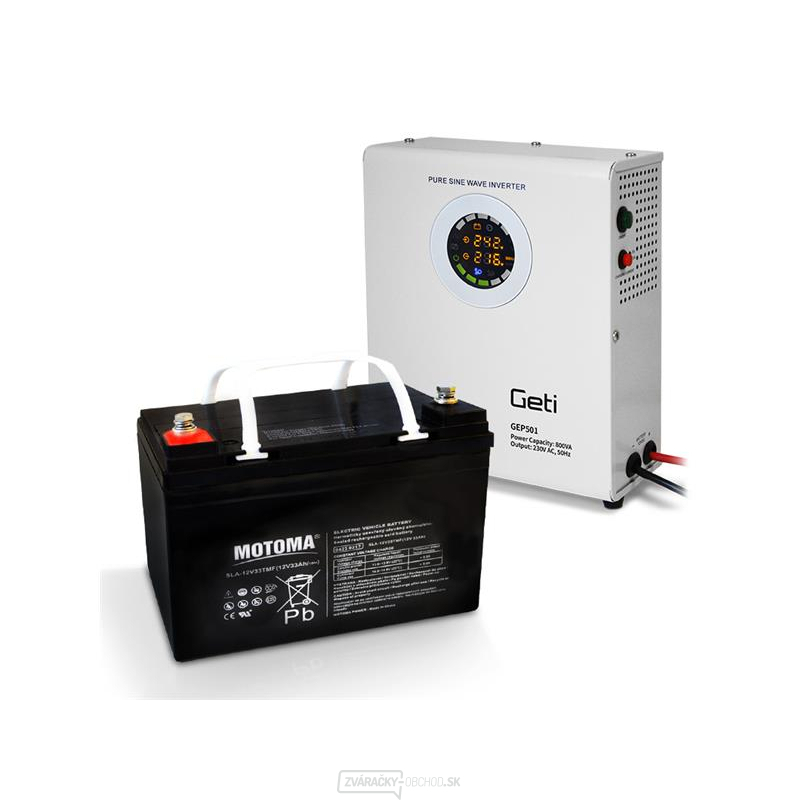 Zdroj záložný GETI GEP501 sinus 500W nástenný + batéria 33Ah