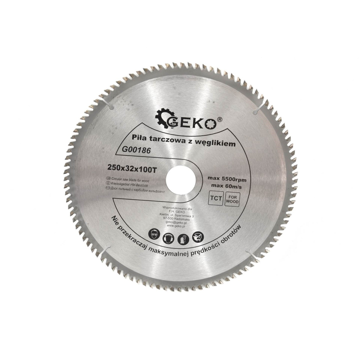 Pílový kotúč TCT GEKO 250x32x80T + krúžok 25,4mm