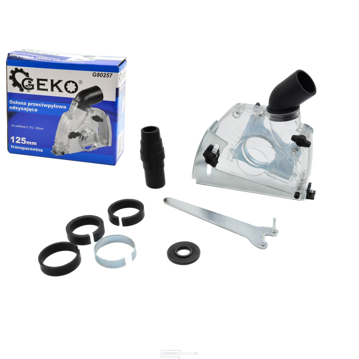 Odsávací kryt priehľadný 125mm pre uhlové brúsky 115-125mm GEKO