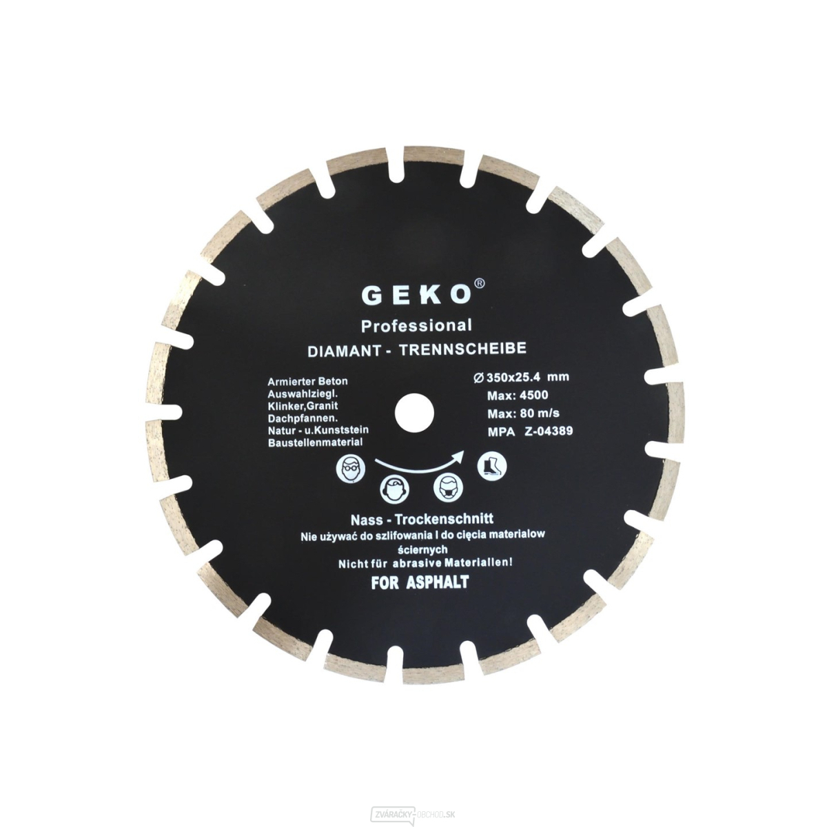 Kotúč diamantový rezný segmentový GEKO, 350x10x25, 4mm