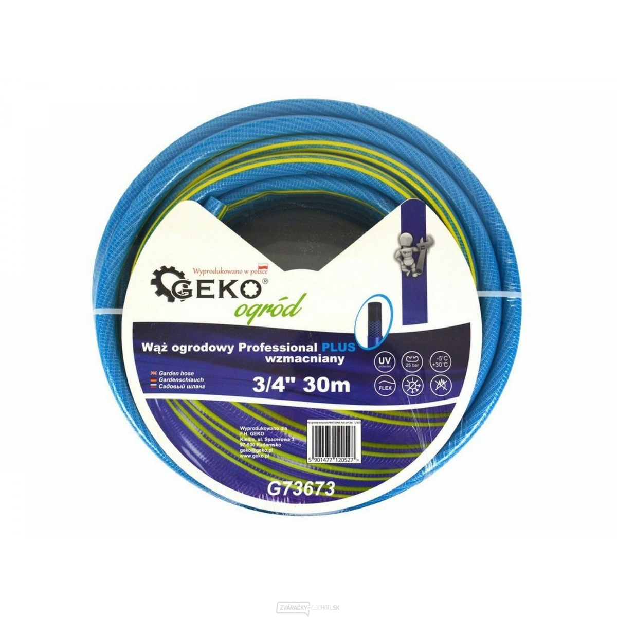 Hadica záhradná PROFESSIONAL PLUS GEKO modrá 3/4", 30 m