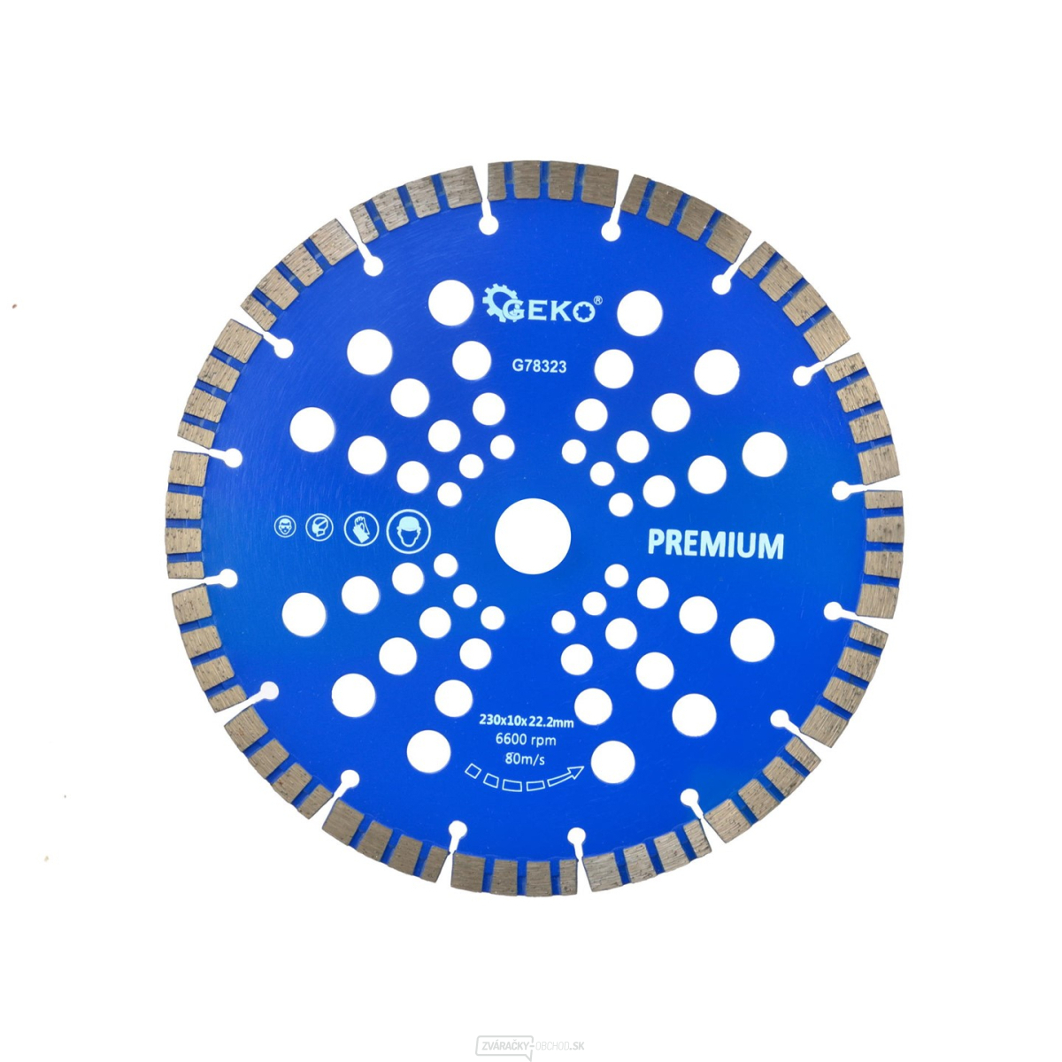 Kotúč diamantový rezný turbo-segmentový GEKO, 230x10x22mm