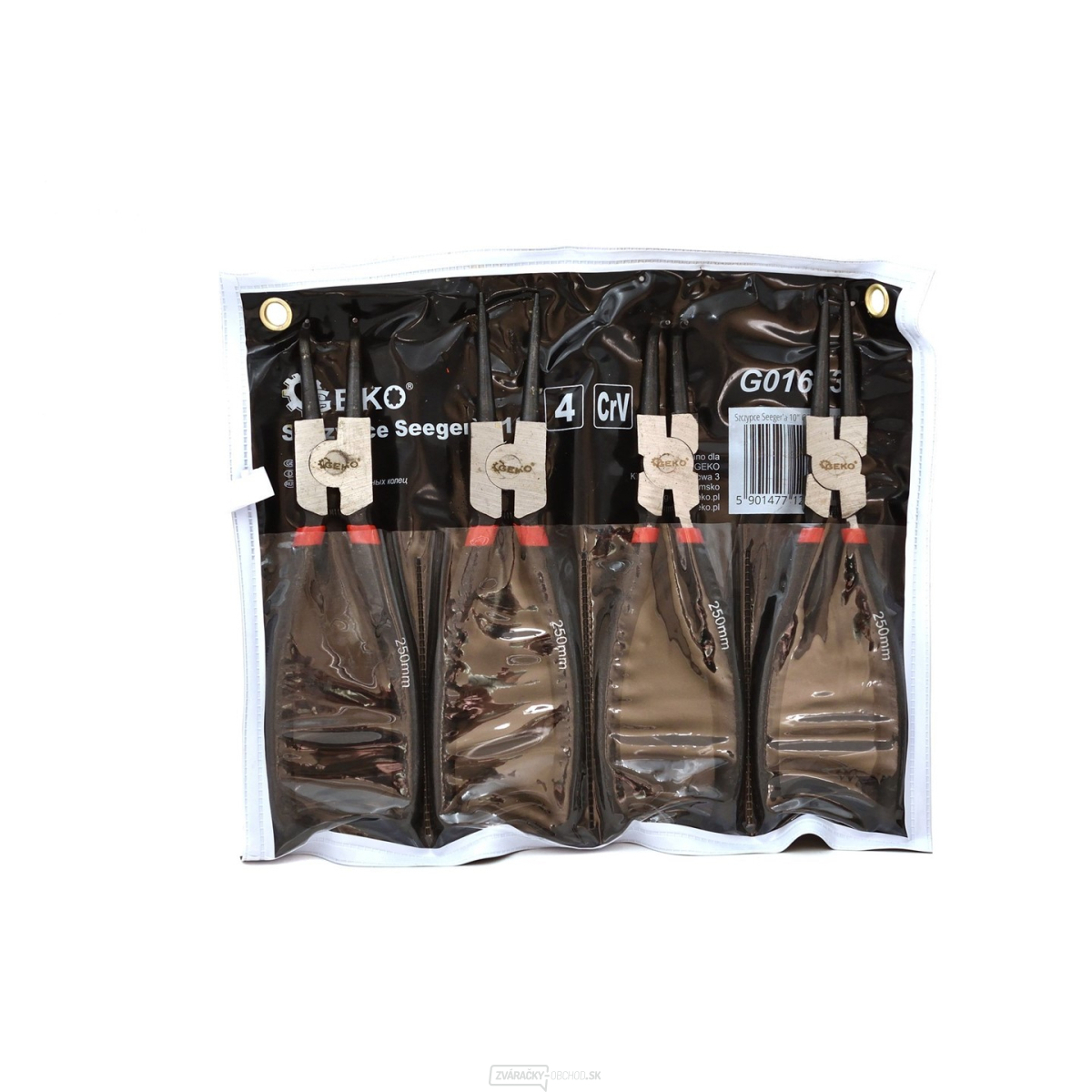 Kliešte seeger sada 4ks GEKO, priame a zahnuté, 250 mm