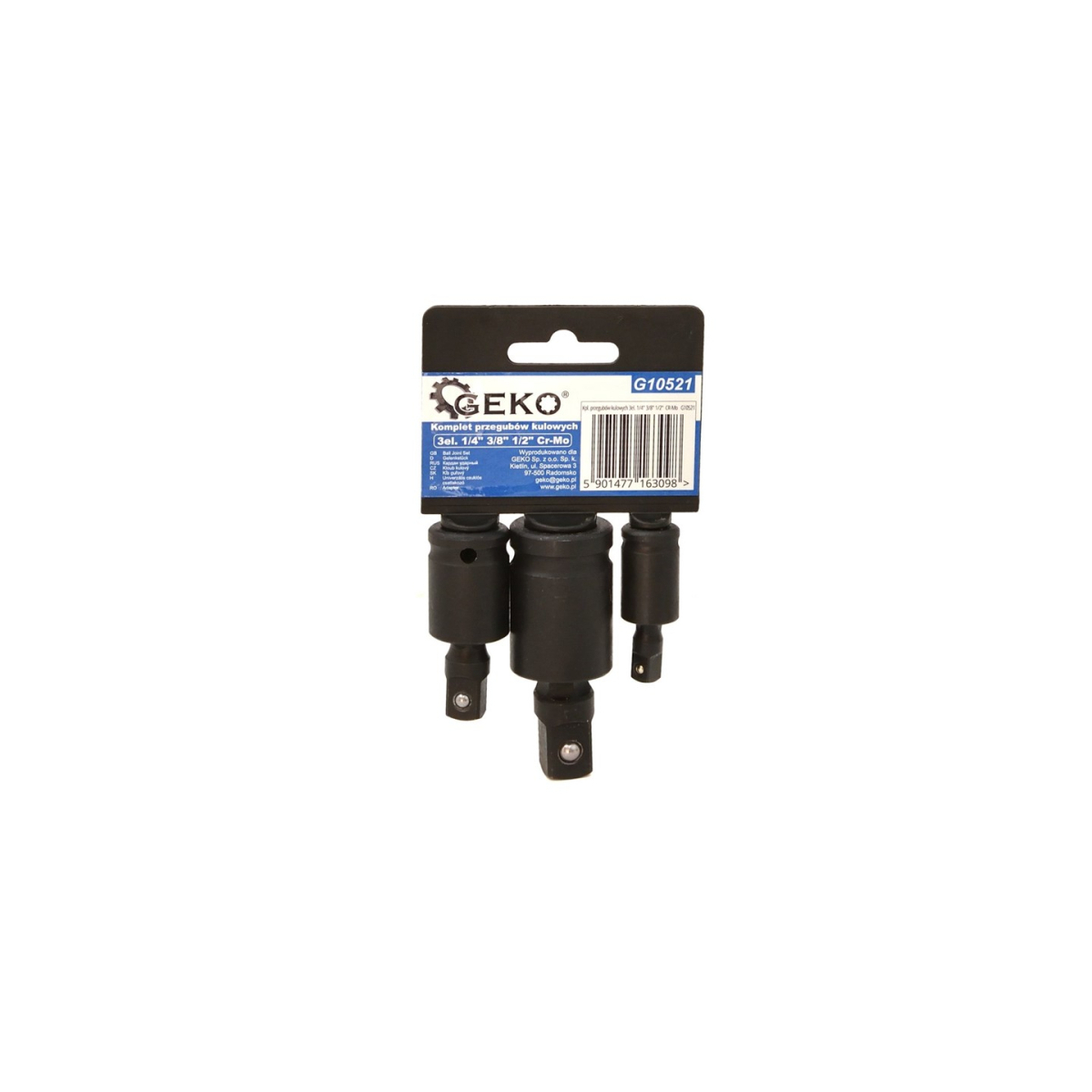 Súprava nástrčných rázových kĺbov 1/4" 3/8" 1/2", 3 ks Geko G10521