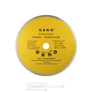 Kotúč diamantový rezný celoobvodový Geko, 250x25,4mm Kotúč diamantový rezný celoobvodový Geko, 250x25,4mm gallery main image