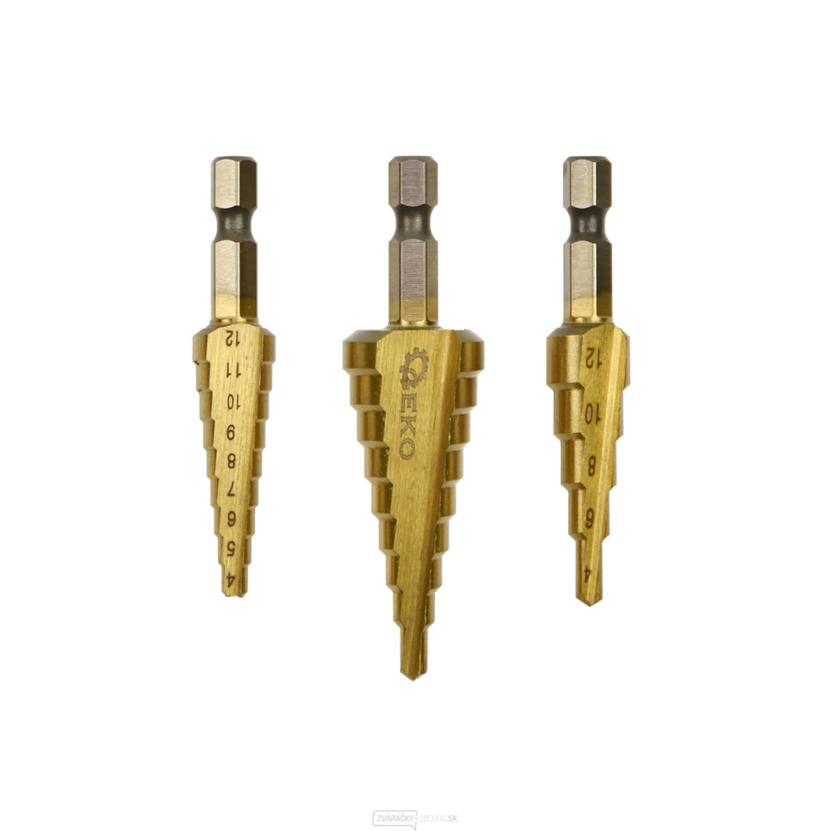 Stupňovité kužeľové vrtáky GEKO 1/4", 3ks