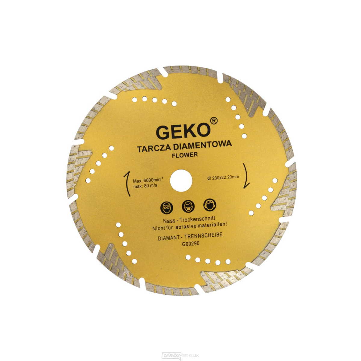 Kotúč diamantový rezný turbo-segmentový GEKO, 230x8x22mm 
