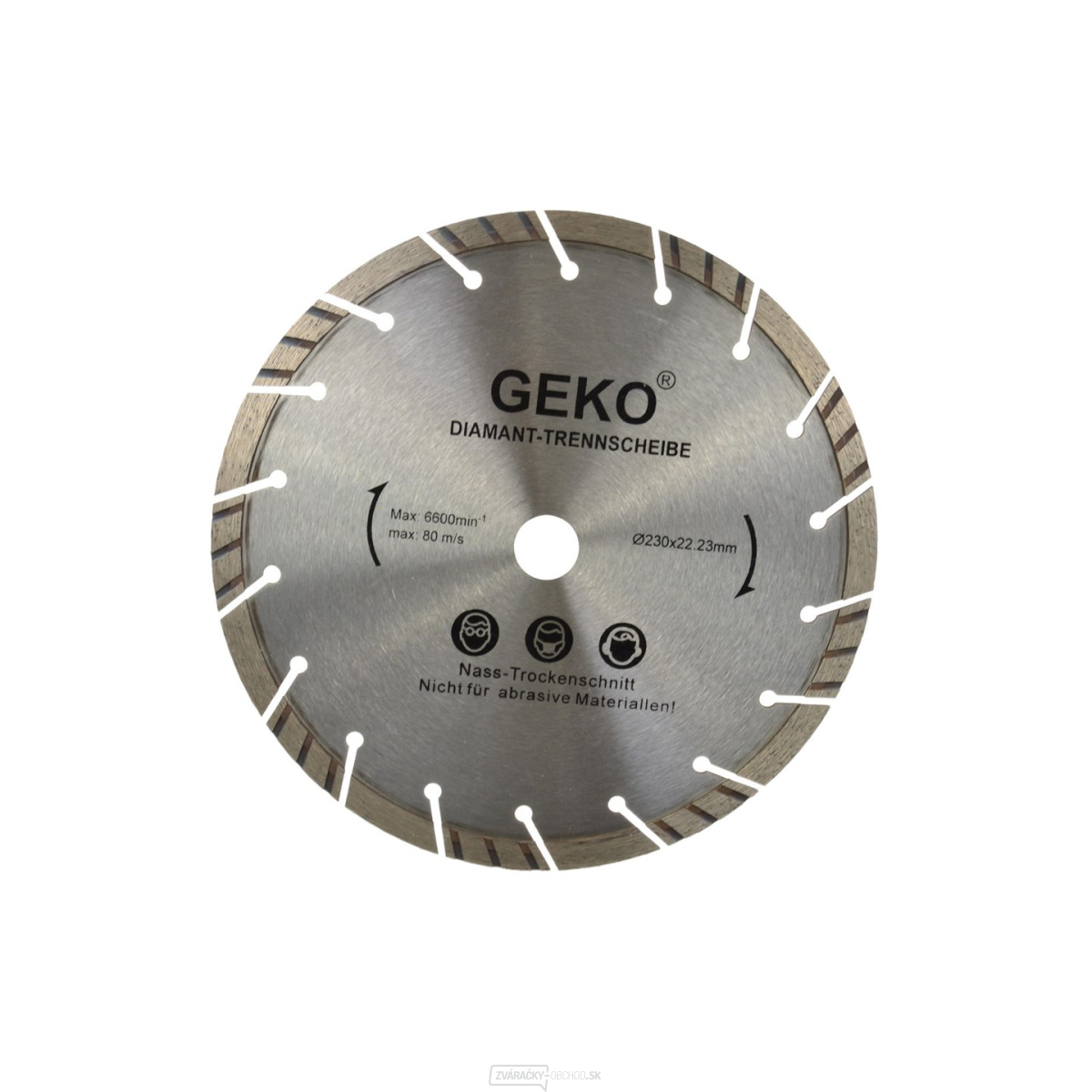 Kotúč diamantový rezný turbo-segmentový GEKO, 230x10x22mm 