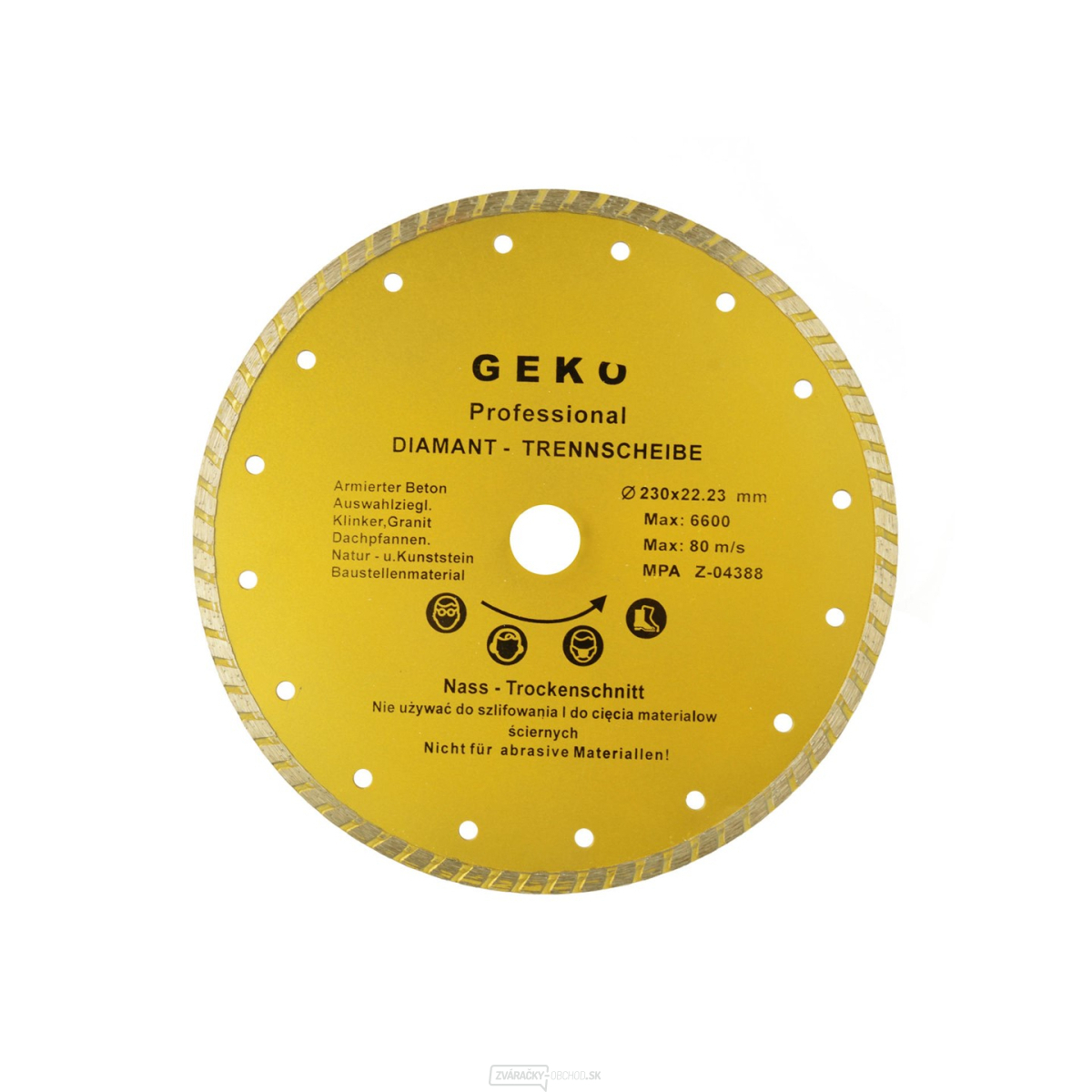 Kotúč diamantový rezný GEKO, TURBO, 230x8x22mm
