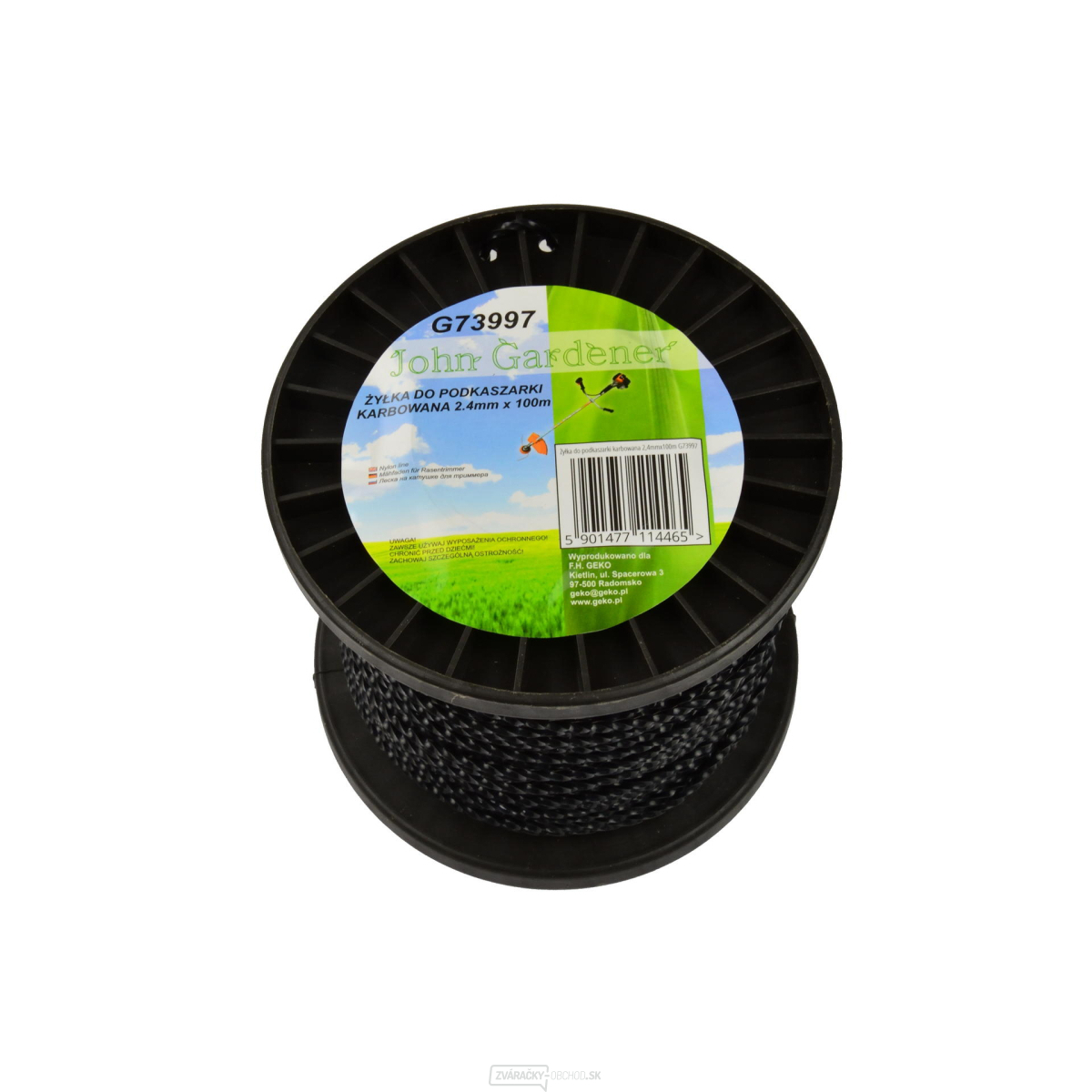 Struna do kosačky GEKO, 2,4mm, 100m, zvlnený profil, nylon