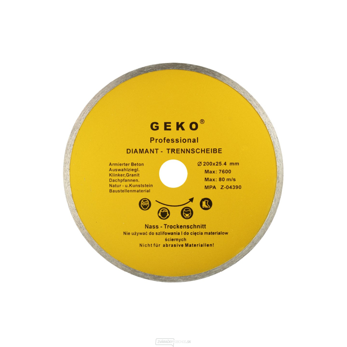 Kotúč diamantový rezný celoobvodový GEKO, 200x8x25, 4mm 