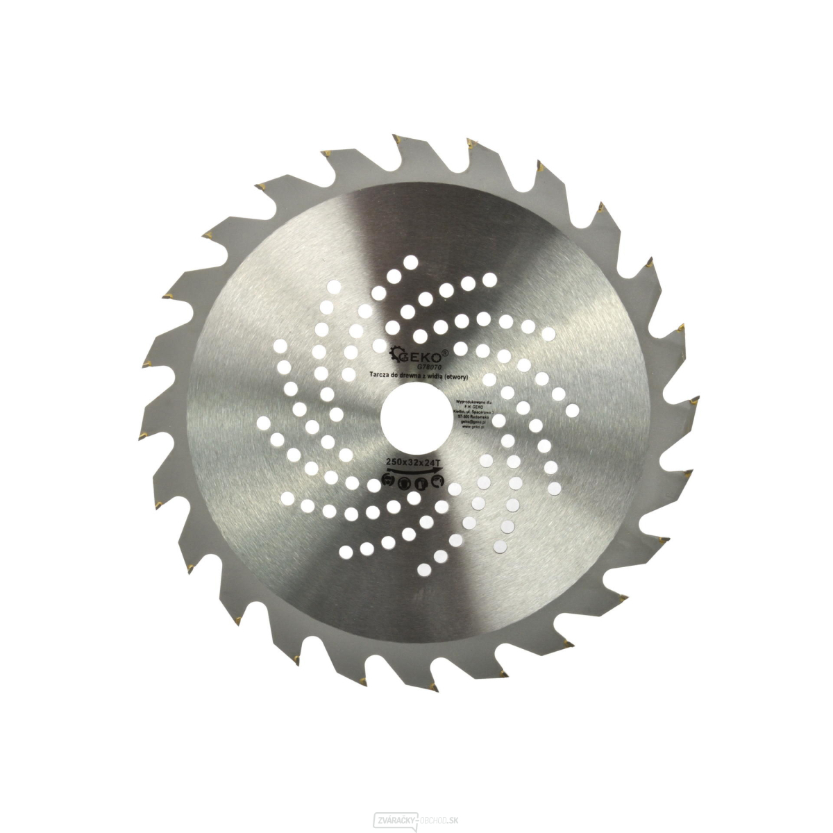 Kotúč pílový vidiový s otvormi GEKO, 250x32x24T  Kotúč pílový vidiový s otvormi GEKO, 250x32x24T  gallery main image