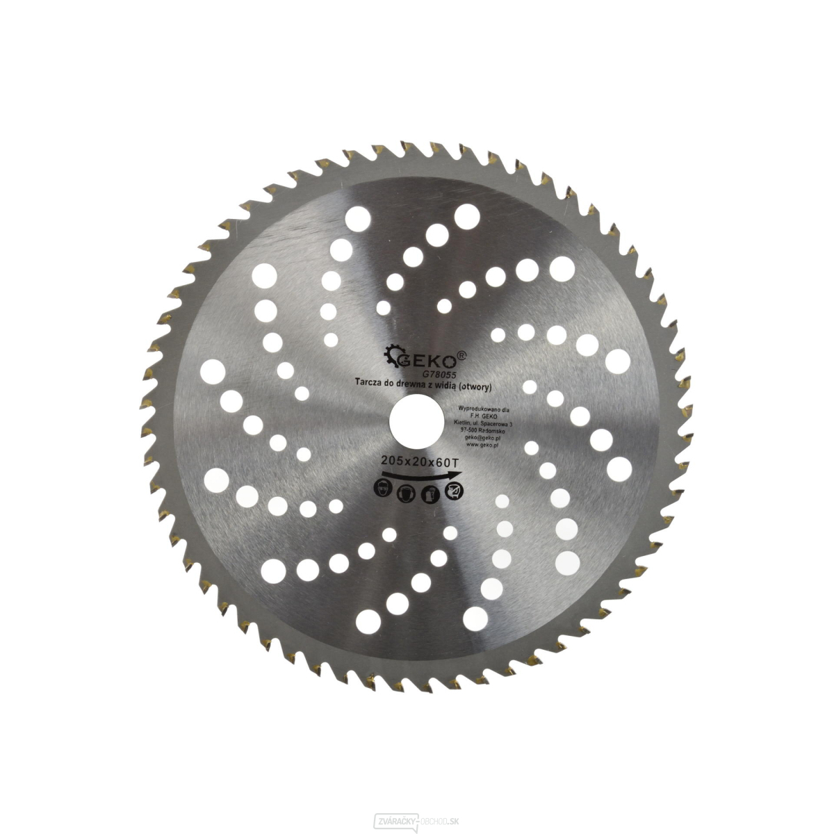 Kotúč pílový vidiový s otvormi GEKO, 205x20x60T  Kotúč pílový vidiový s otvormi GEKO, 205x20x60T  gallery main image