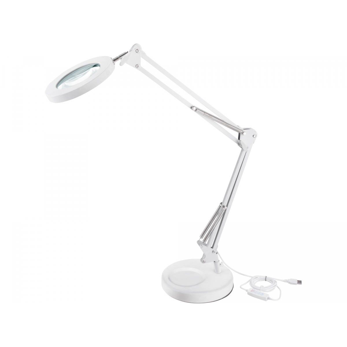 Lampa stolná s lupou EXTOL LIGHT, USB napájanie, biela, 2400lm, 3 farby svetla, 5x zväčšenie