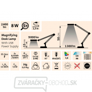 Lampa stolná s lupou EXTOL LIGHT, USB napájanie, biela, 2400lm, 3 farby svetla, 5x zväčšenie Lampa stolná s lupou EXTOL LIGHT, USB napájanie, biela, 2400lm, 3 farby svetla, 5x zväčšenie náhled