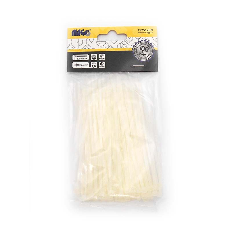 Sťahovacie pásky Magg 2,5x120mm natural - 100 ks