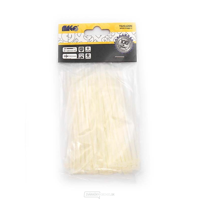 Sťahovacie pásky Magg 2,5x120mm natural - 100 ks