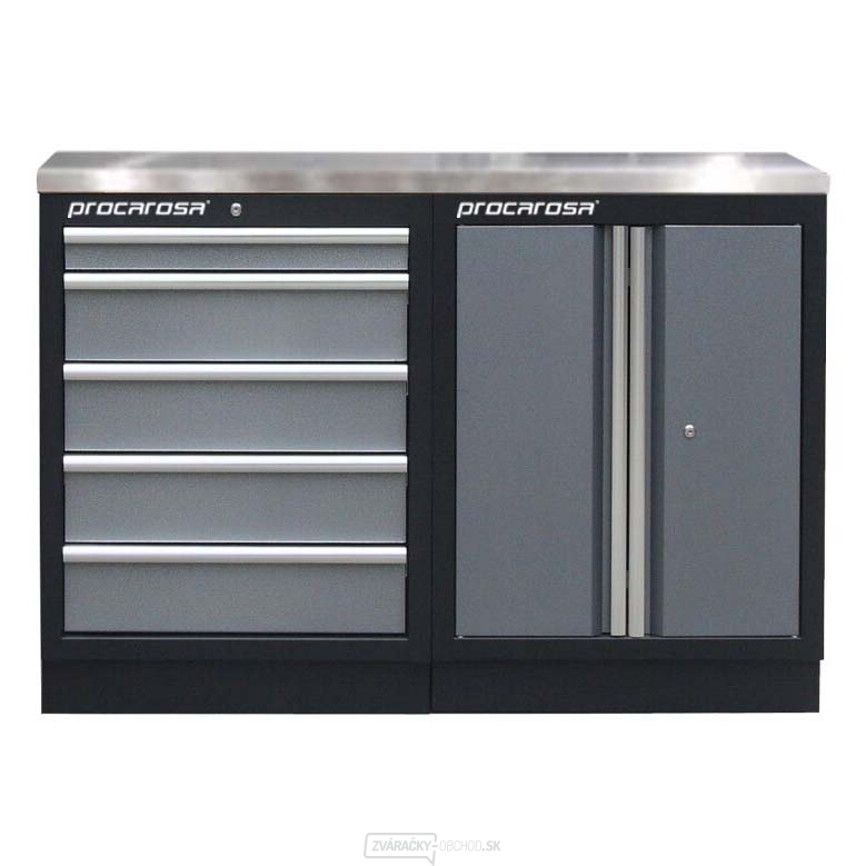Zostava dielenských skriniek Procarosa PROFI TGC-130500 Pracovná doska:: nerezová