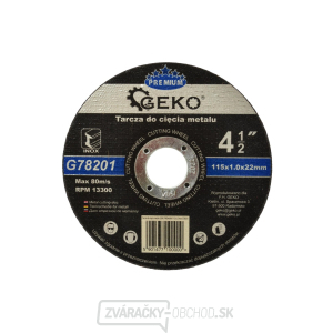 Kotúč rezný na kov GEKO, 115x1,0mm  Kotúč rezný na kov GEKO, 115x1,0mm  gallery main image