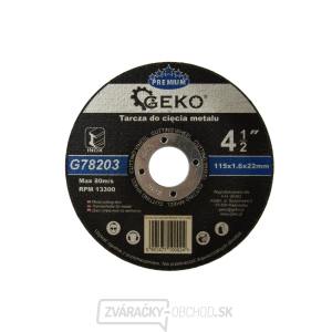 Kotúč rezný na kov GEKO, 115x1, 6mm  Kotúč rezný na kov GEKO, 115x1, 6mm  gallery main image