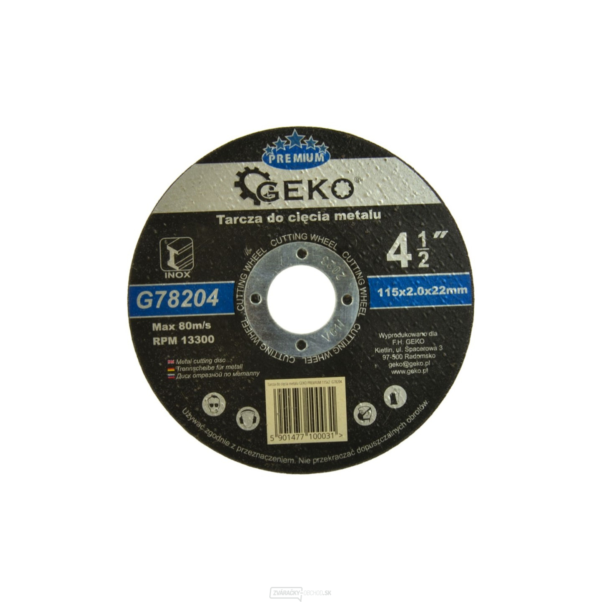 Kotúč rezný na kov GEKO, 115x2mm 