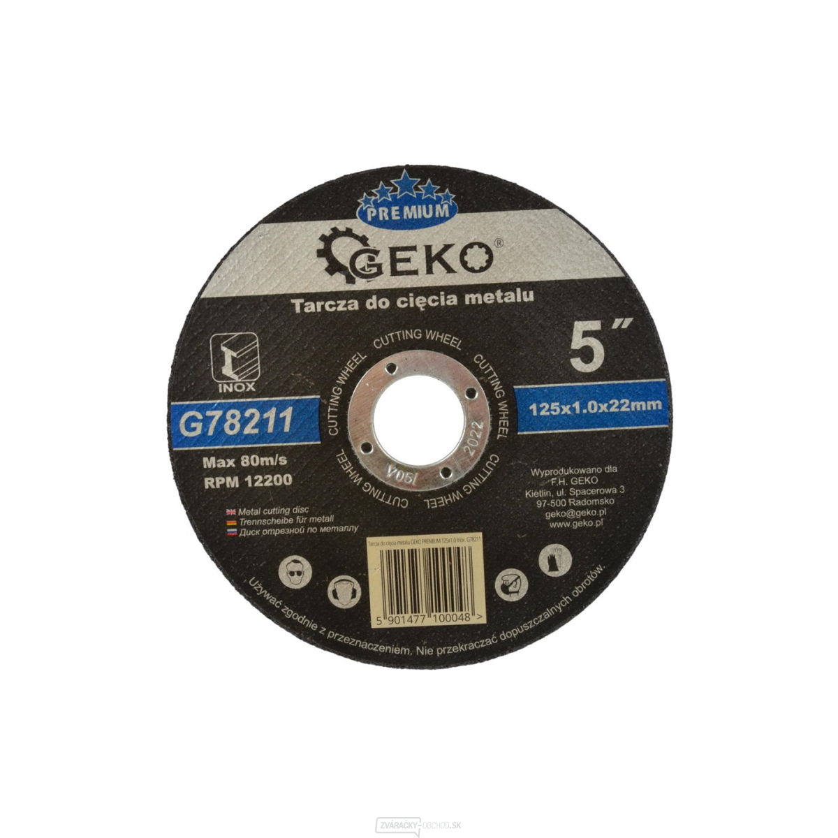 Kotúč rezný na kov GEKO, 125x1,0mm