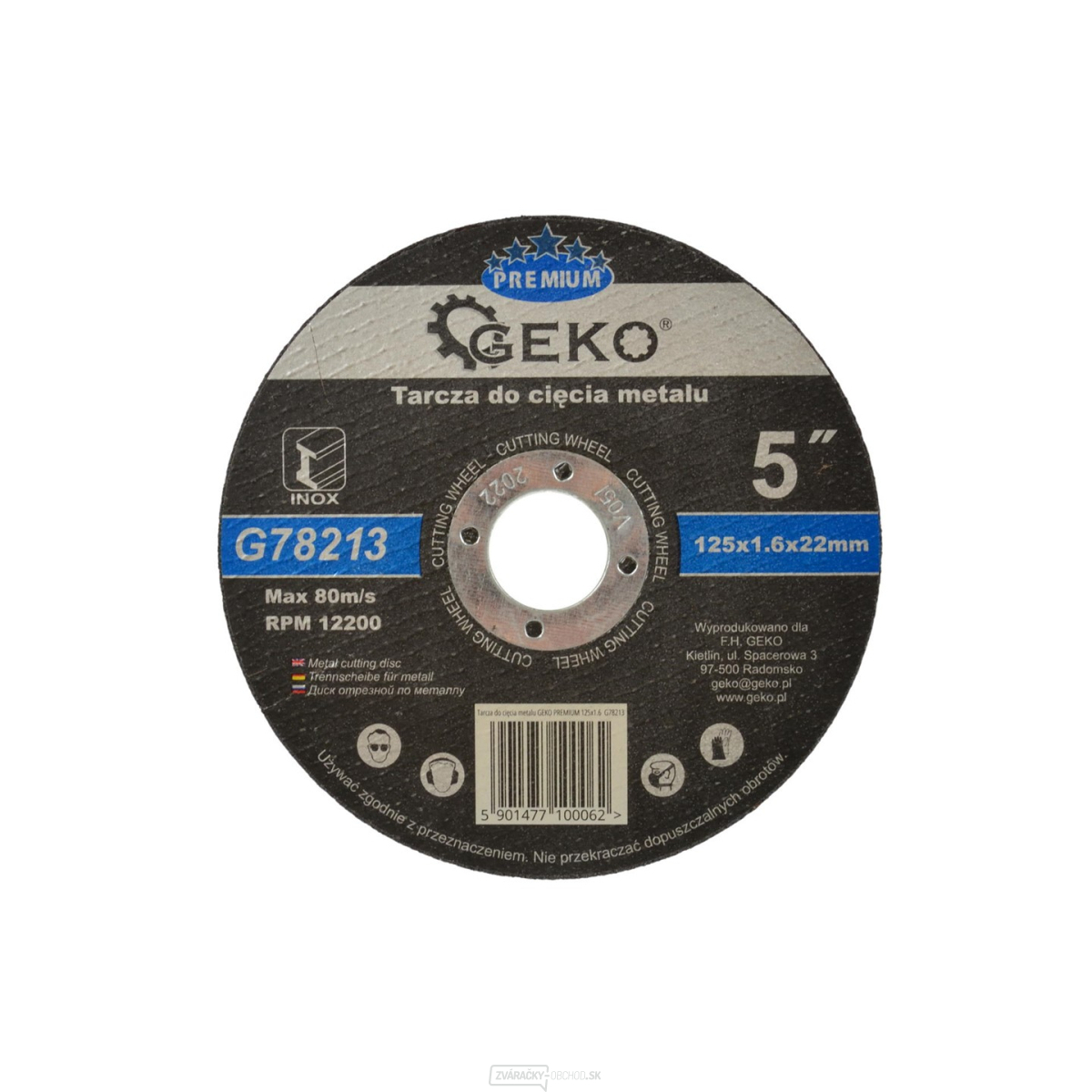 Kotúč rezný na kov GEKO, 125x1, 6mm