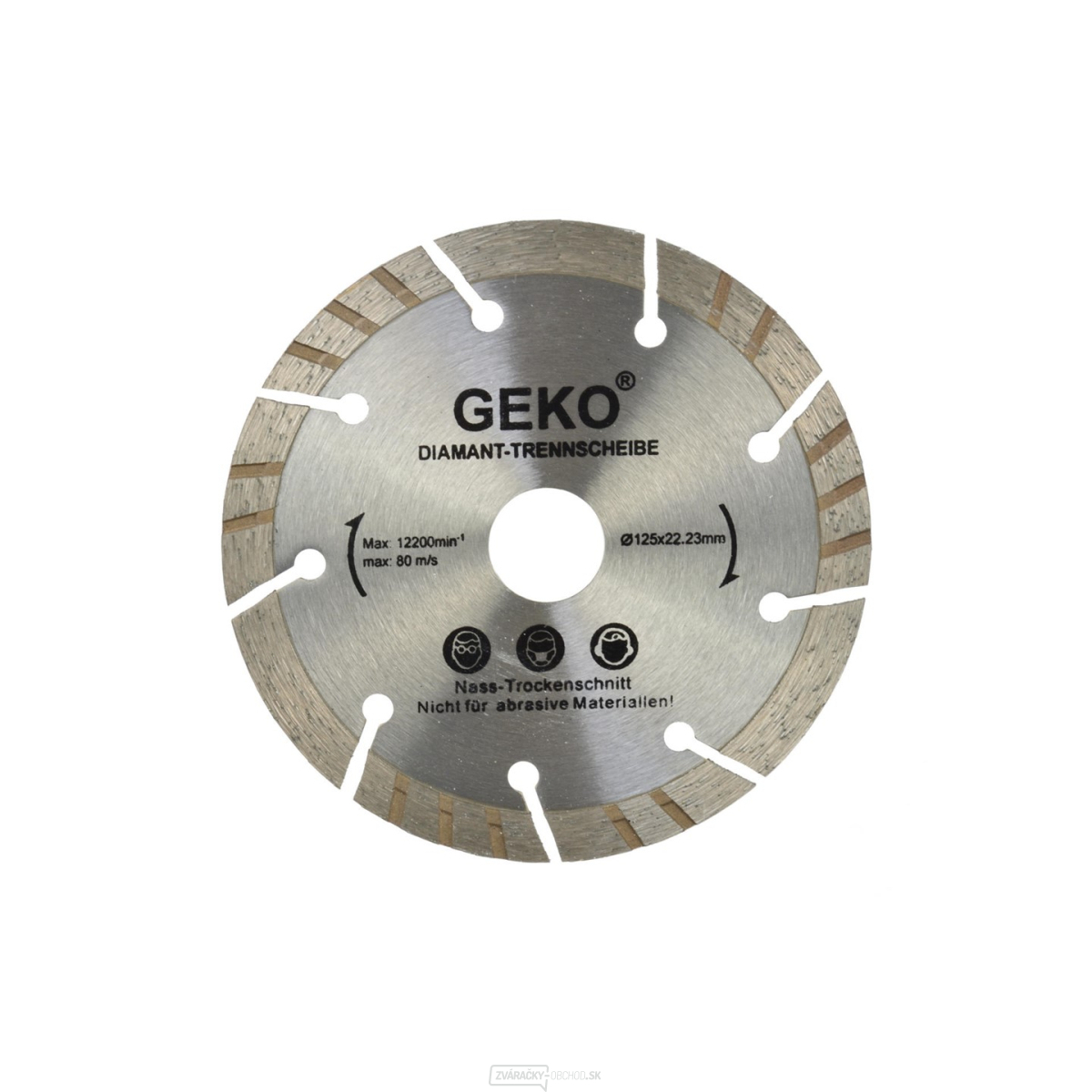 Kotúč diamantový rezný turbo-segmentový GEKO, 125x10x22mm 