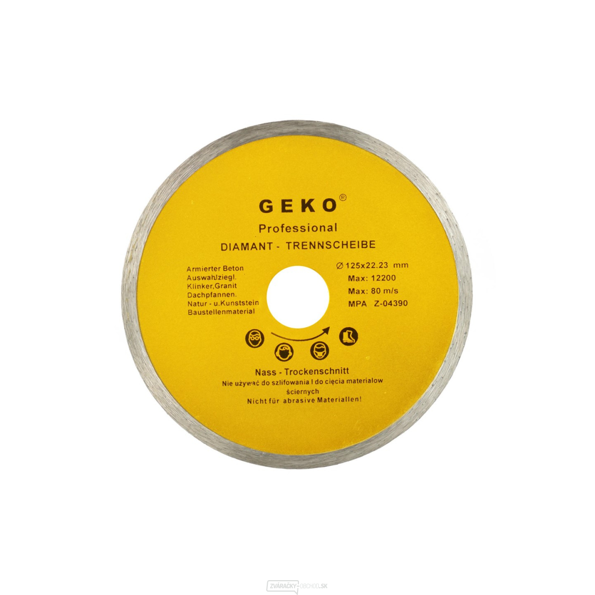 Kotúč diamantový rezný celoobvodový GEKO, 125x8x22, 2mm