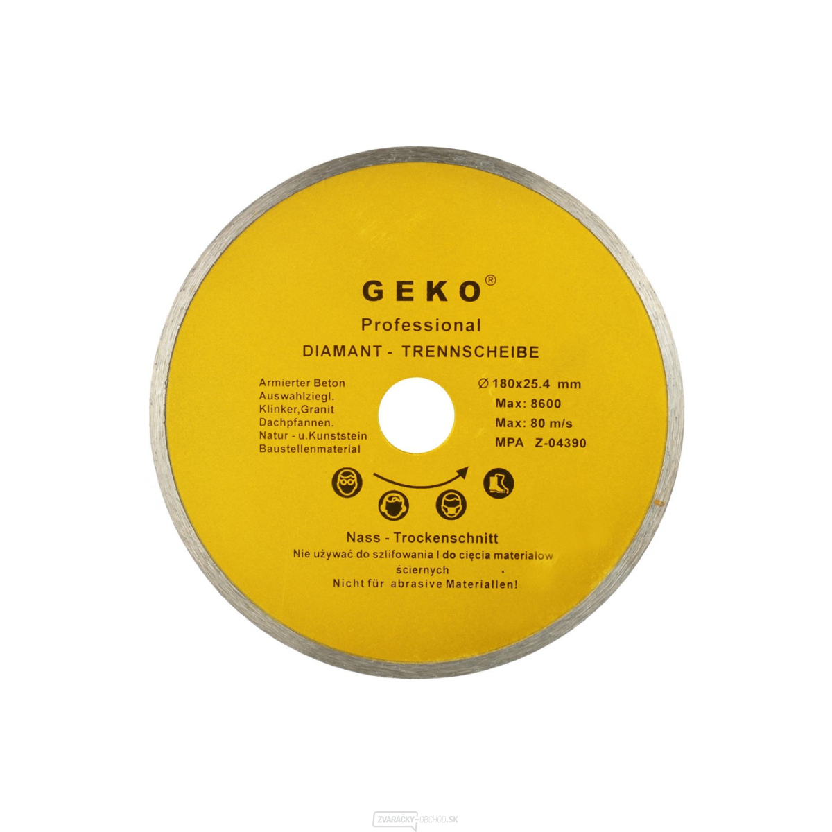 Kotúč diamantový rezný celoobvodový GEKO, 180x8x25, 4mm 