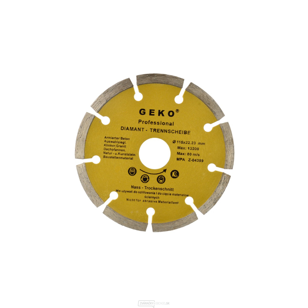 Kotúč diamantový rezný segmentový GEKO, 115x8x22, 2mm