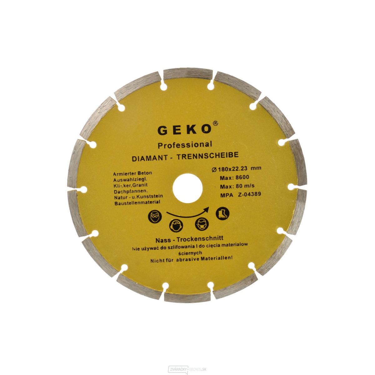 Kotúč diamantový rezný segmentový GEKO, 180x8x22mm 