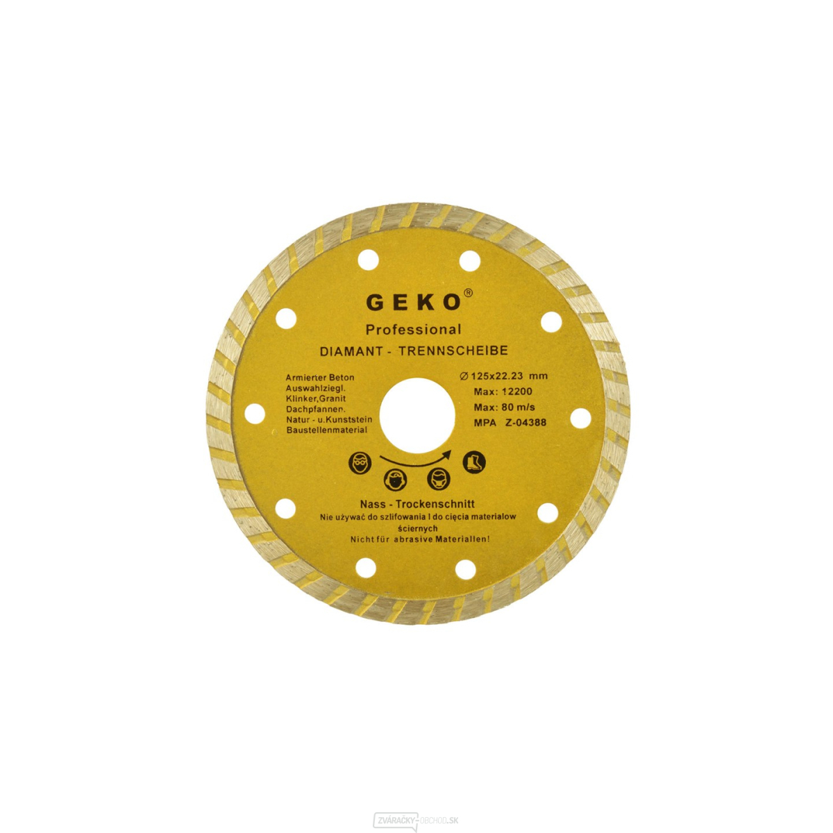 Kotúč diamantový rezný GEKO, TURBO, 125x8x22mm 