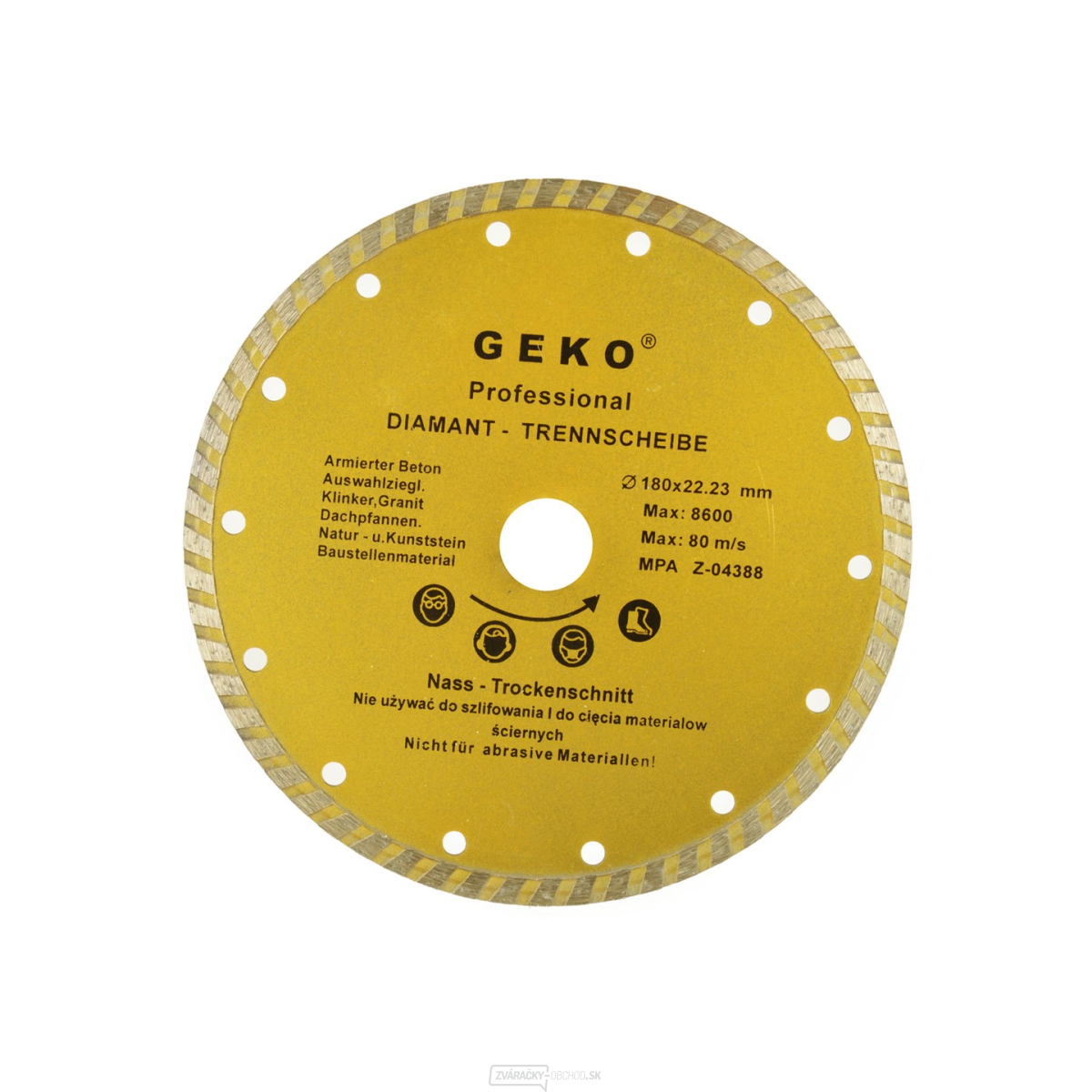 Kotúč diamantový rezný GEKO, TURBO, 180x8x22mm