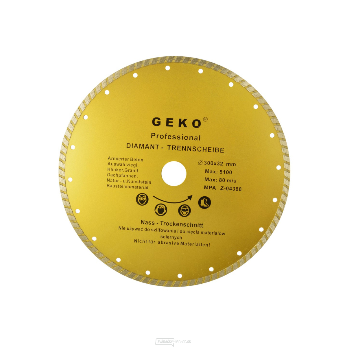 Kotúč diamantový rezný GEKO, TURBO, 300x8x32mm 