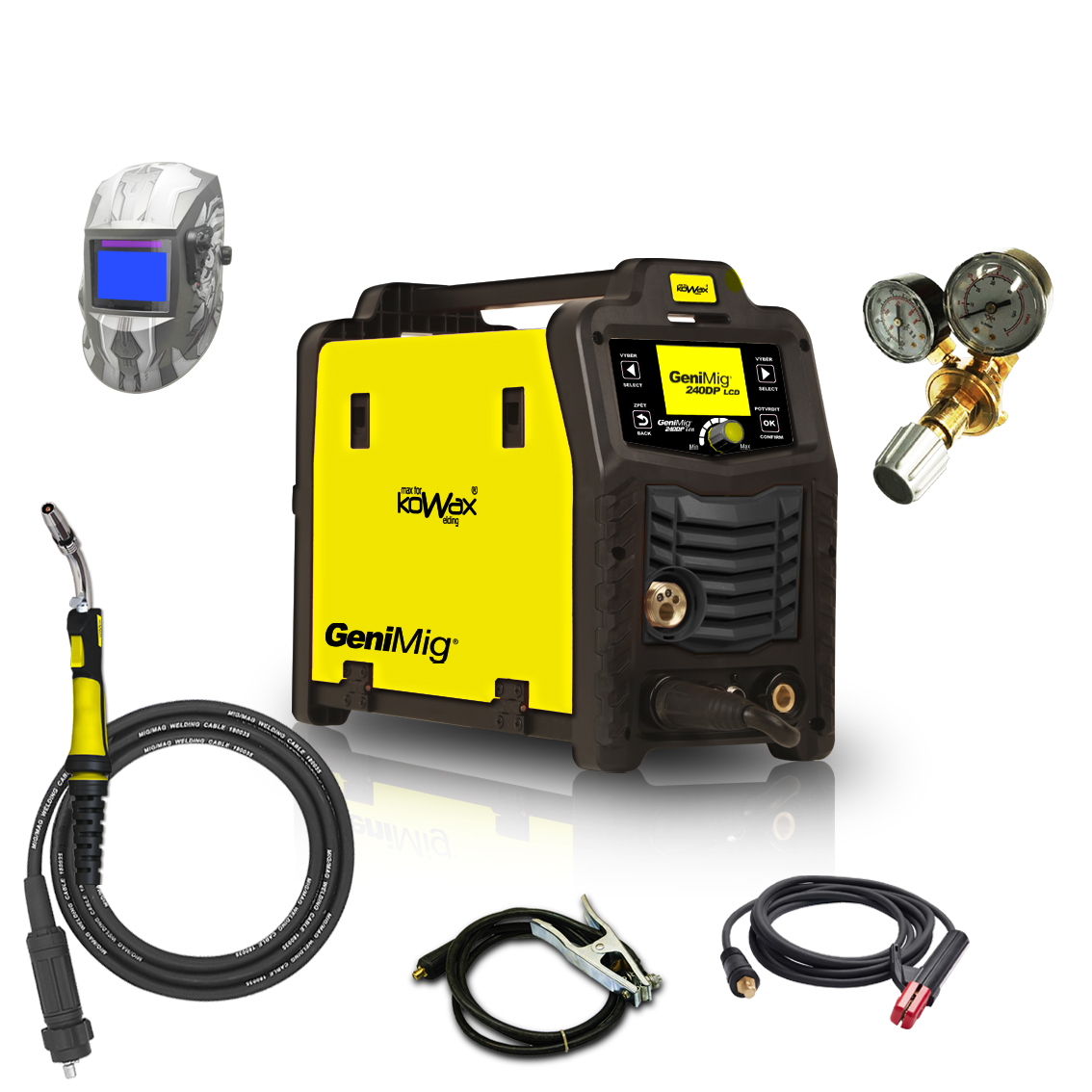 KOWAX GeniMig®240DP LCD + Horák + Kukla + Ventil + Káble