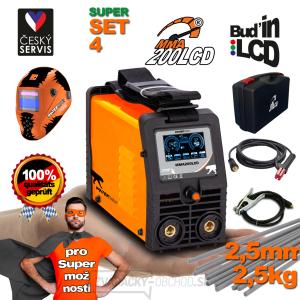 Invertorová zváračka MMA/TIG SET 4 PANTERMAX MMA200LCD + Káble 2m + Kukla + Plastový Kufor + Elektródy 2.5kg