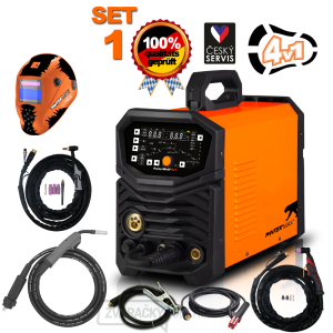 MULTIFUNKČNÁ invertorová zváračka MIG/TIG/MMA/PLAZMA SET1 PANTERMAX PanterWeld®4v1 200 + Kukla + Horáky + Káble + Elektróda + Red. Ventil