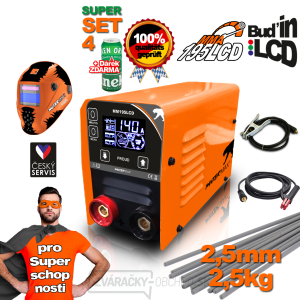 Invertorová zváračka MMA/TIG SET 4 PANTERMAX MMA195LCD + Káble 1.5m + Kukla + Kefa + Elektródy 2,5kg