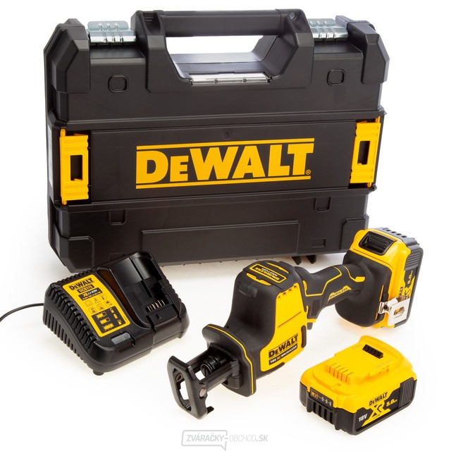 Aku bezuhlíková kompaktná mečová píla DeWALT DCS369P2 18V 2 x 5 Ah.