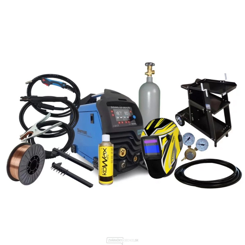 Sherman DIGIMIG 207 EASYLITE + Horák 3m+ Káble 2m + Drôt + Sprej + Kukla + Vozík + Ventil + plná Fľaša CO2