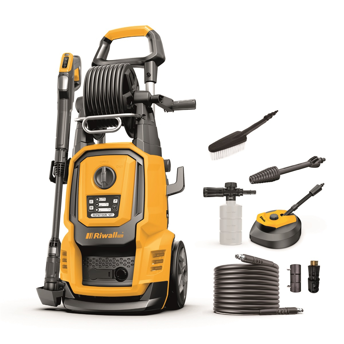 Riwall PRO REPW 180 RC SET elektrická tlaková umývačka 180 barov s diaľkovým ovládaním a príslušenstvom