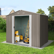 Riwall PRO RMSA 6x8 Brown záhradný domček kovový 2,4 x 1,7 m so sedlovou strechou hnedý náhled