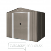 Riwall PRO RMSA 6x8 Brown záhradný domček kovový 2,4 x 1,7 m so sedlovou strechou hnedý náhled