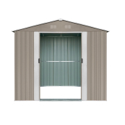 Riwall PRO RMSA 6x8 Brown záhradný domček kovový 2,4 x 1,7 m so sedlovou strechou hnedý Náhľad