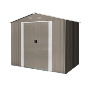 Riwall PRO RMSA 6x8 Brown záhradný domček kovový 2,4 x 1,7 m so sedlovou strechou hnedý Náhľad