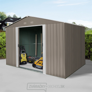 Riwall PRO RMSA 8x10 Brown záhradný domček kovový 3 x 2,4 m so sedlovou strechou hnedý