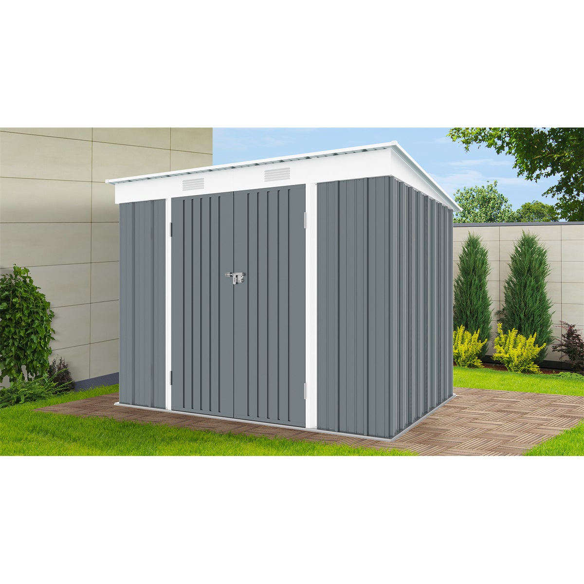 Riwall PRO RMSP 6x8 Anthracite záhradný domček kovový 2,4 x 1,8 ms pultovou strechou antracit Náhľad