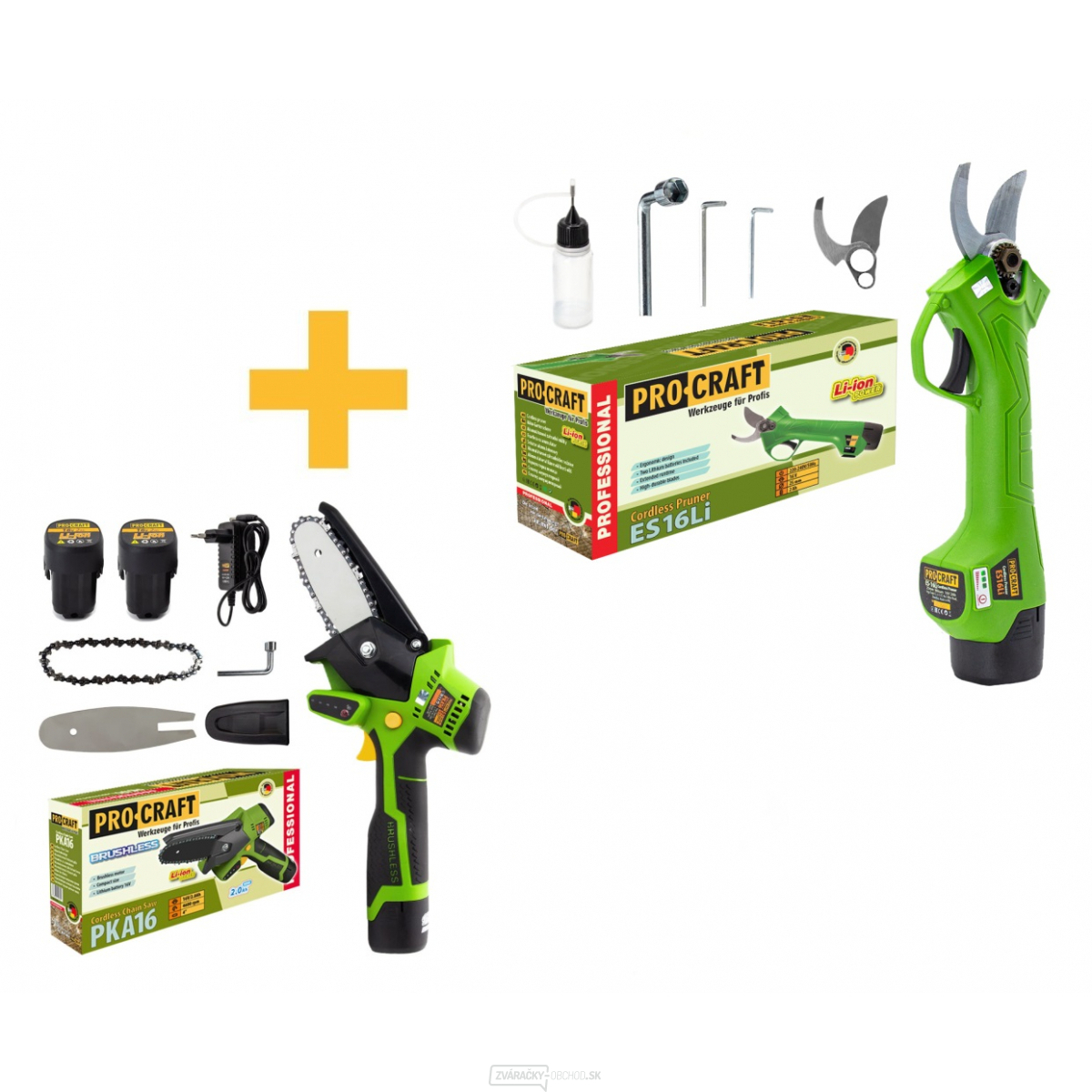 Akčná sada Aku ručná pílka Procraft PKA16 a Aku nožnice Procraft ES16Li | SET22